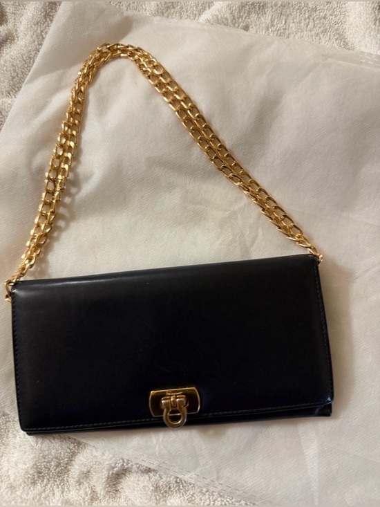 Salvatore Ferragamo Handbags - ✨ Authentic Salvatore Ferragamo Black Leather Wallet with unbranded Gold Chain ✨